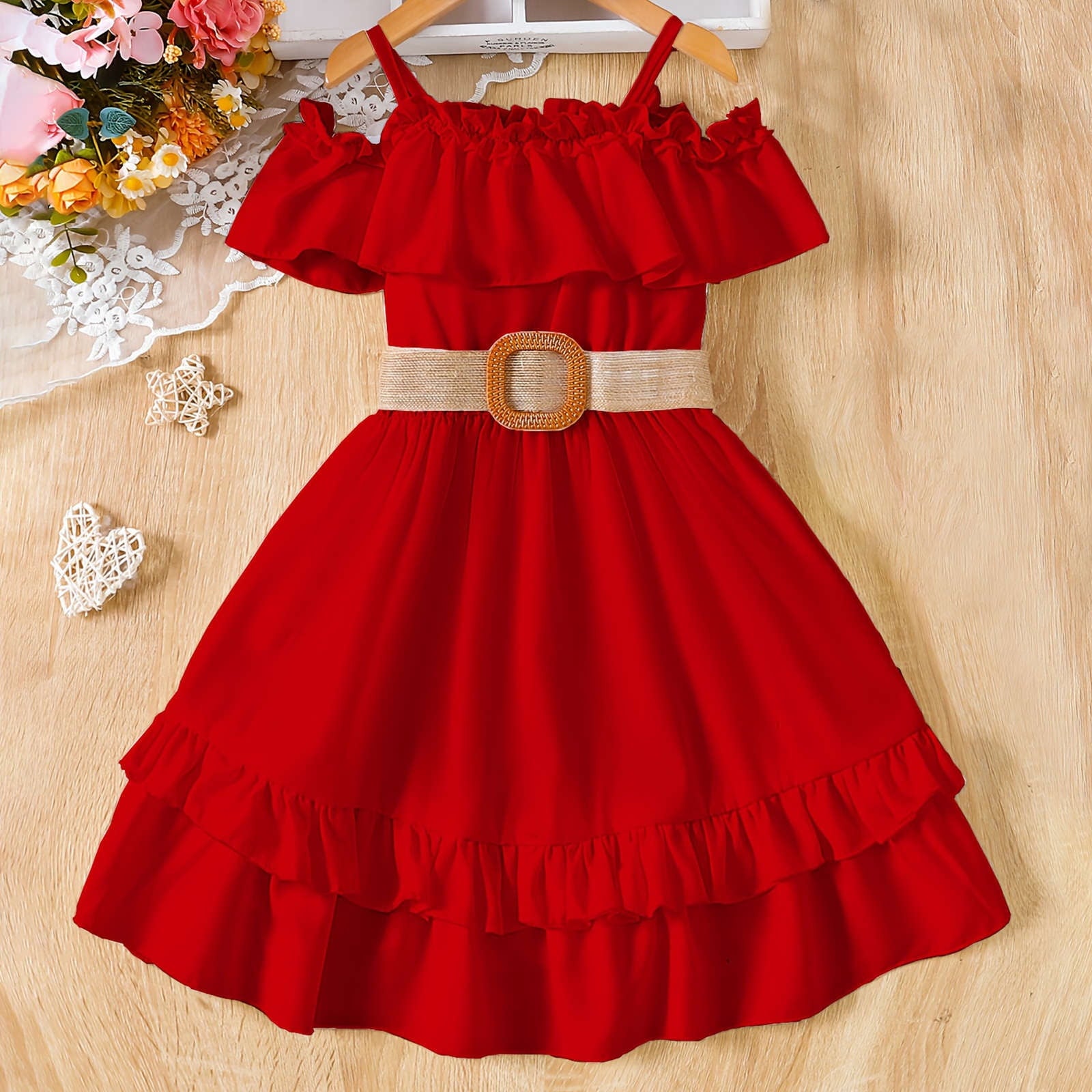 Fesfesfes Toddler Girl's Outfits Mock Neck Long Sleeve Tee and Button Front Overall Dress Set