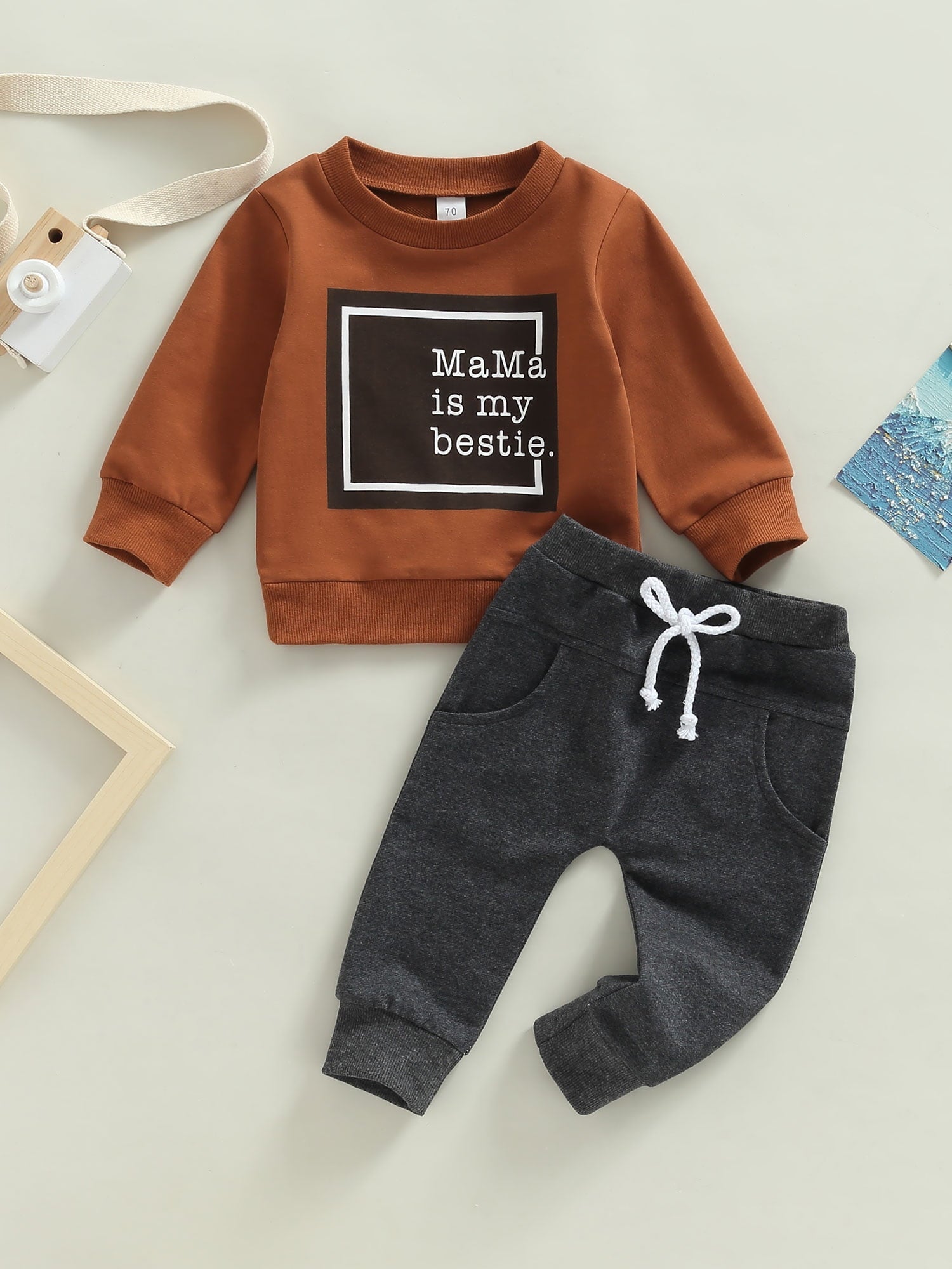 Bagilaanoe 2Pcs Toddler Baby Boy Long Pants Set Letter Print Long Sleeve Sweatshirt Pullover Tops+ Trousers 3M 6M 12M 18M 24M 3T Kids Casual Sweatsuit