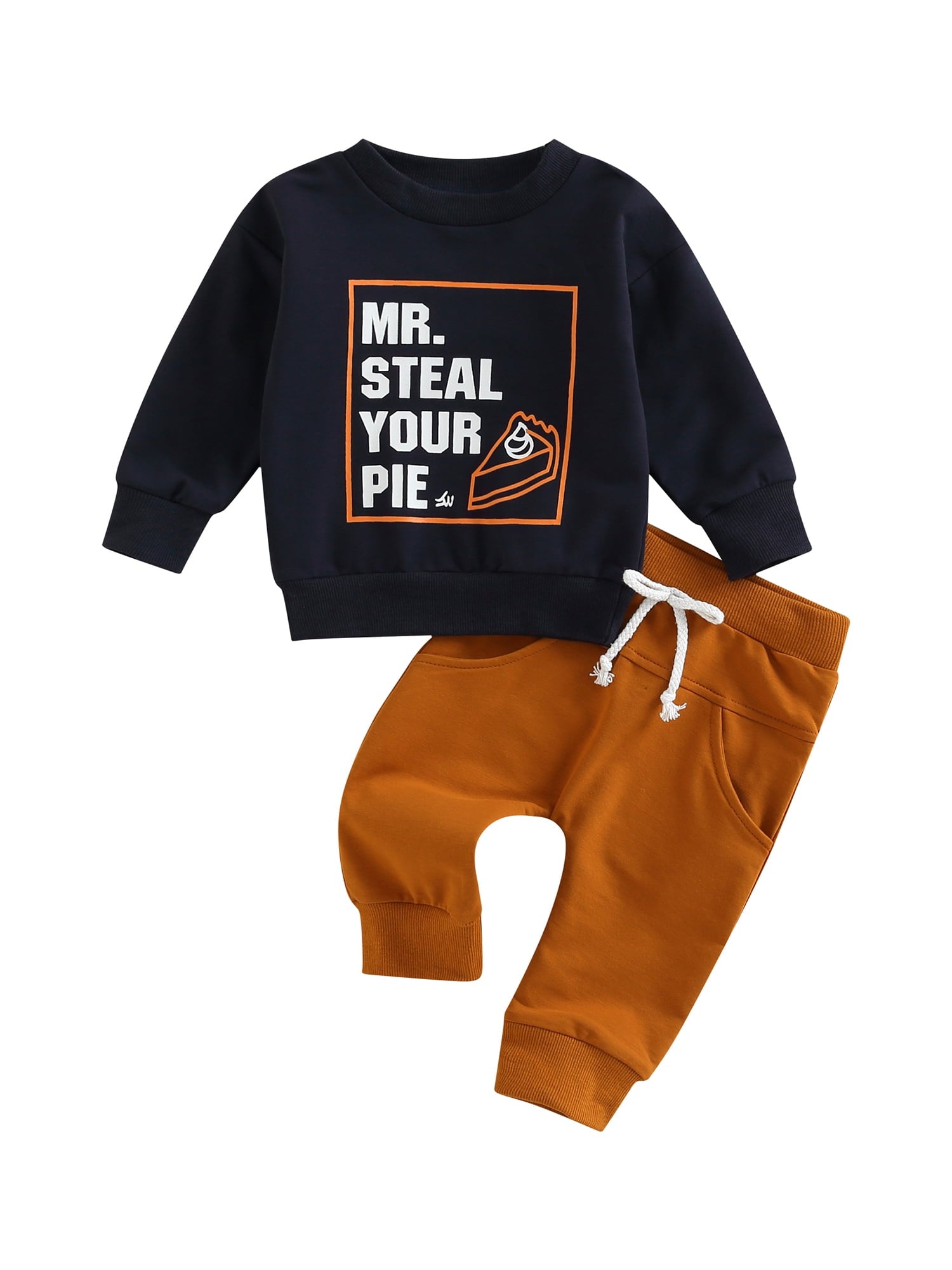 Bagilaanoe 2Pcs Toddler Baby Boy Long Pants Set Letter Print Long Sleeve Sweatshirt Pullover Tops+ Trousers 3M 6M 12M 18M 24M 3T Kids Casual Sweatsuit
