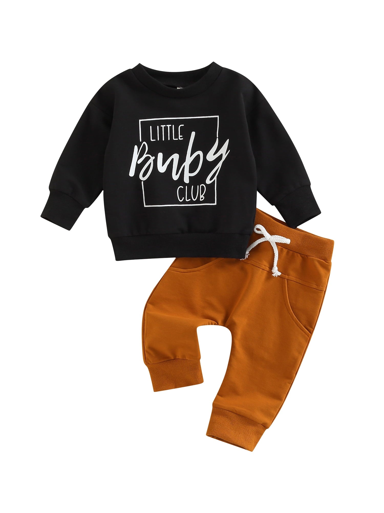 Bagilaanoe 2Pcs Toddler Baby Boy Long Pants Set Letter Print Long Sleeve Sweatshirt Pullover Tops+ Trousers 3M 6M 12M 18M 24M 3T Kids Casual Sweatsuit