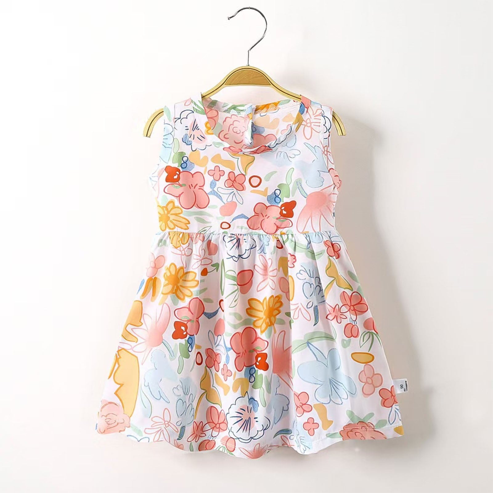 Cethrio Girls Sundresses, Cotton Flower Print Sleeveless Birthday Summer Dresses Dark Gray Size 6Months-11T