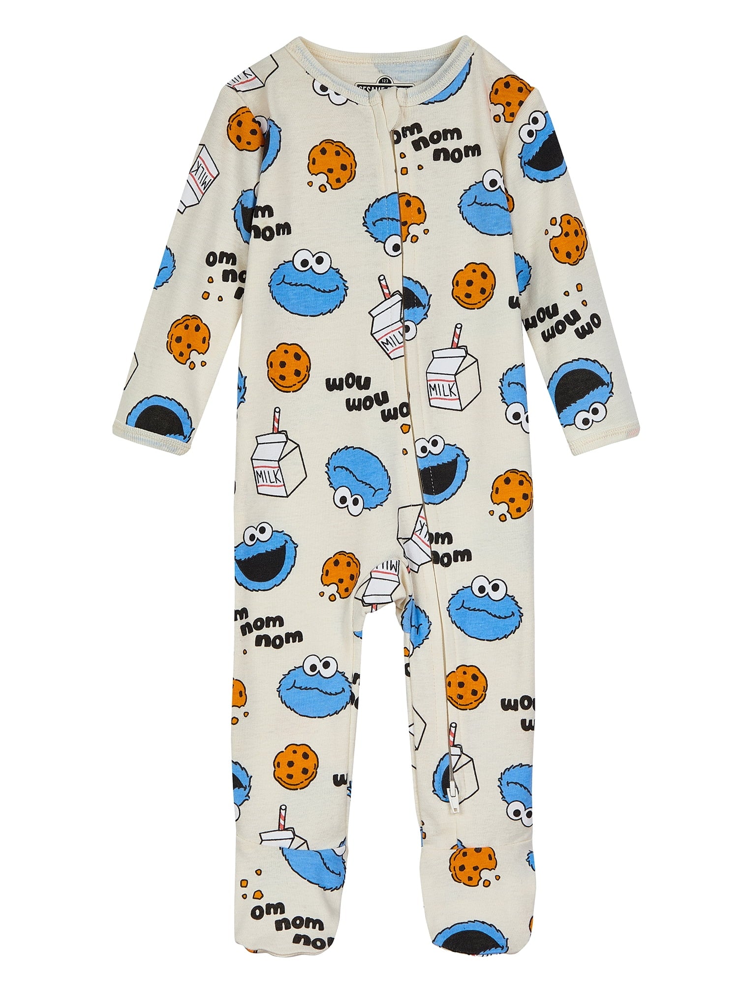 Elmo Baby Boys or Girls Two-Way Zip Front Footed Pajama One-Piece, Sizes 0-6/9M