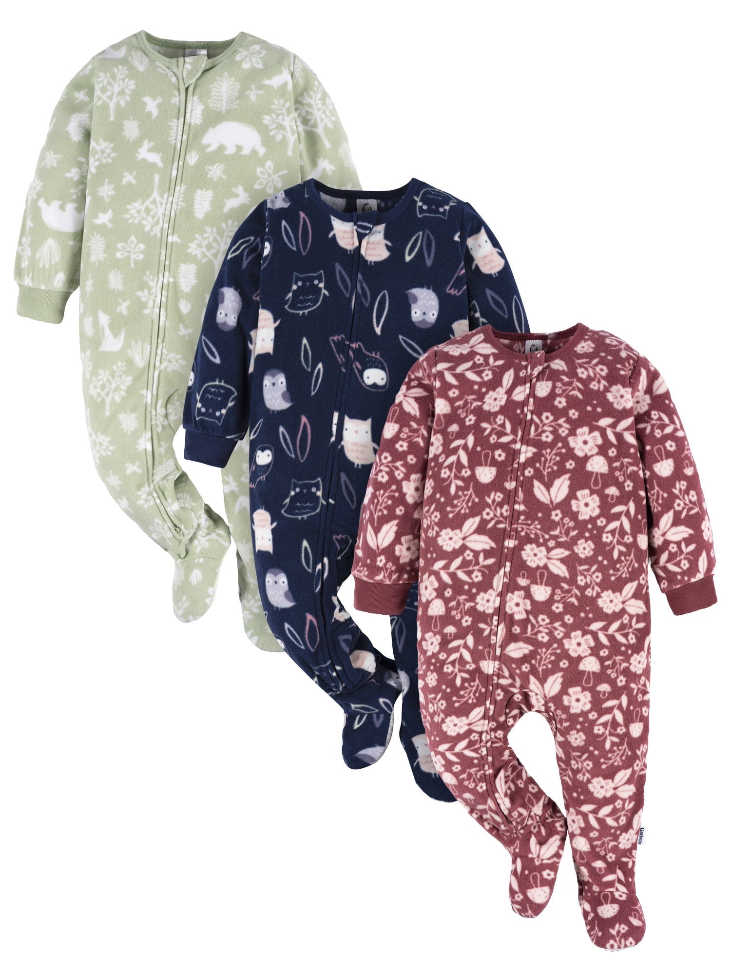 Gerber Baby and Toddler Neutral Microfleece Blanket Sleeper Pajamas, 3-Pack, Sizes 0/3M-5T