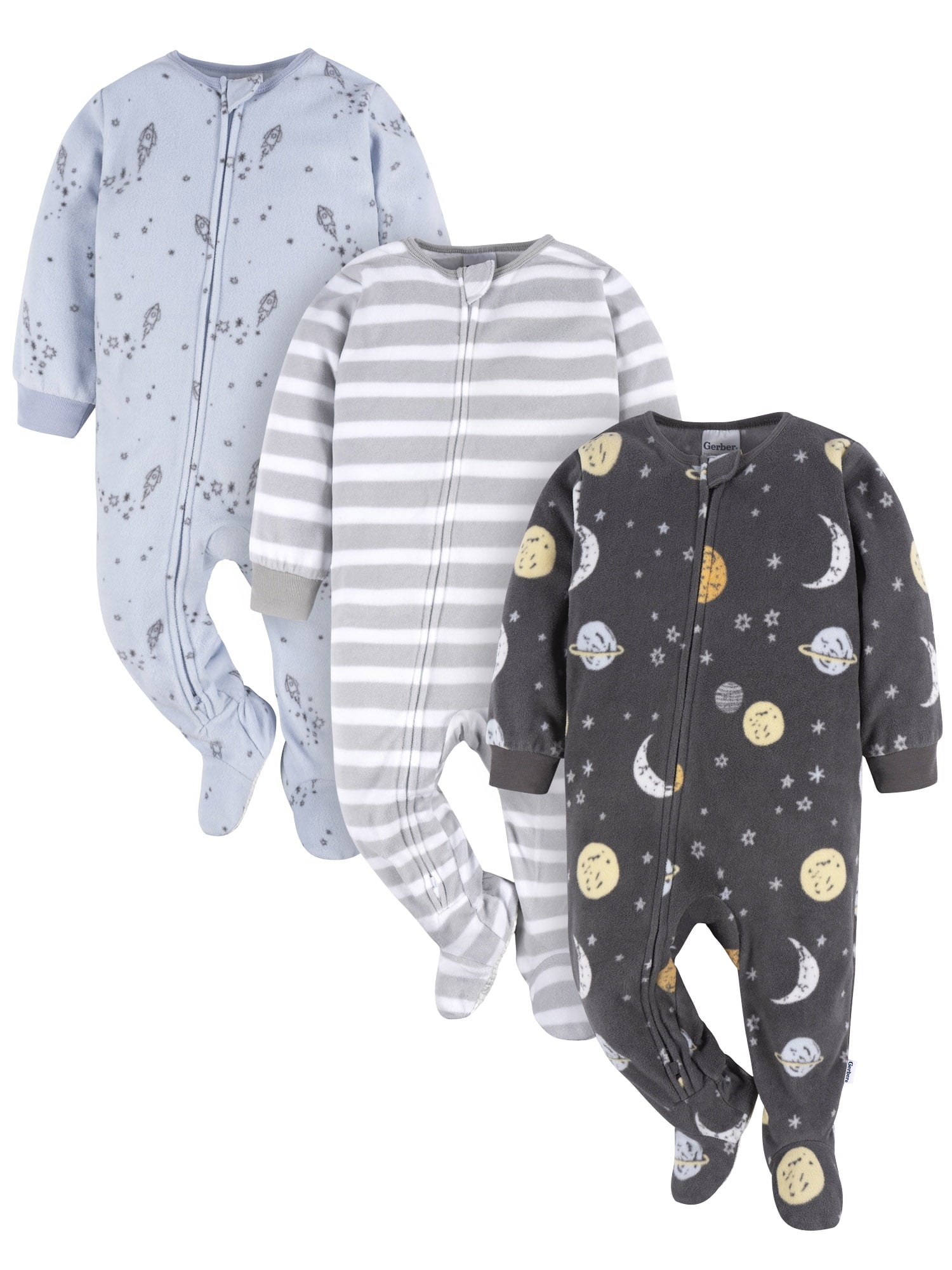 Gerber Baby and Toddler Neutral Microfleece Blanket Sleeper Pajamas, 3-Pack, Sizes 0/3M-5T