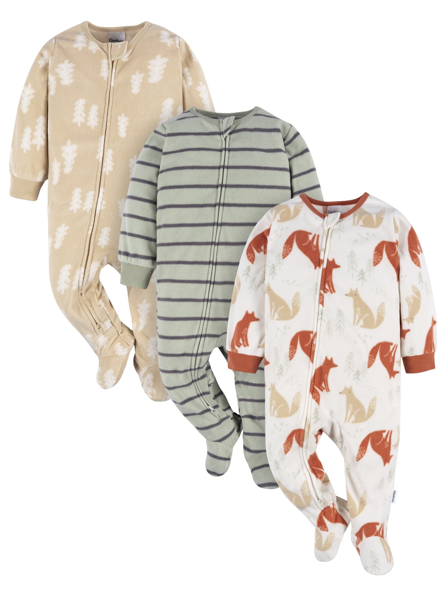 Gerber Baby and Toddler Neutral Microfleece Blanket Sleeper Pajamas, 3-Pack, Sizes 0/3M-5T