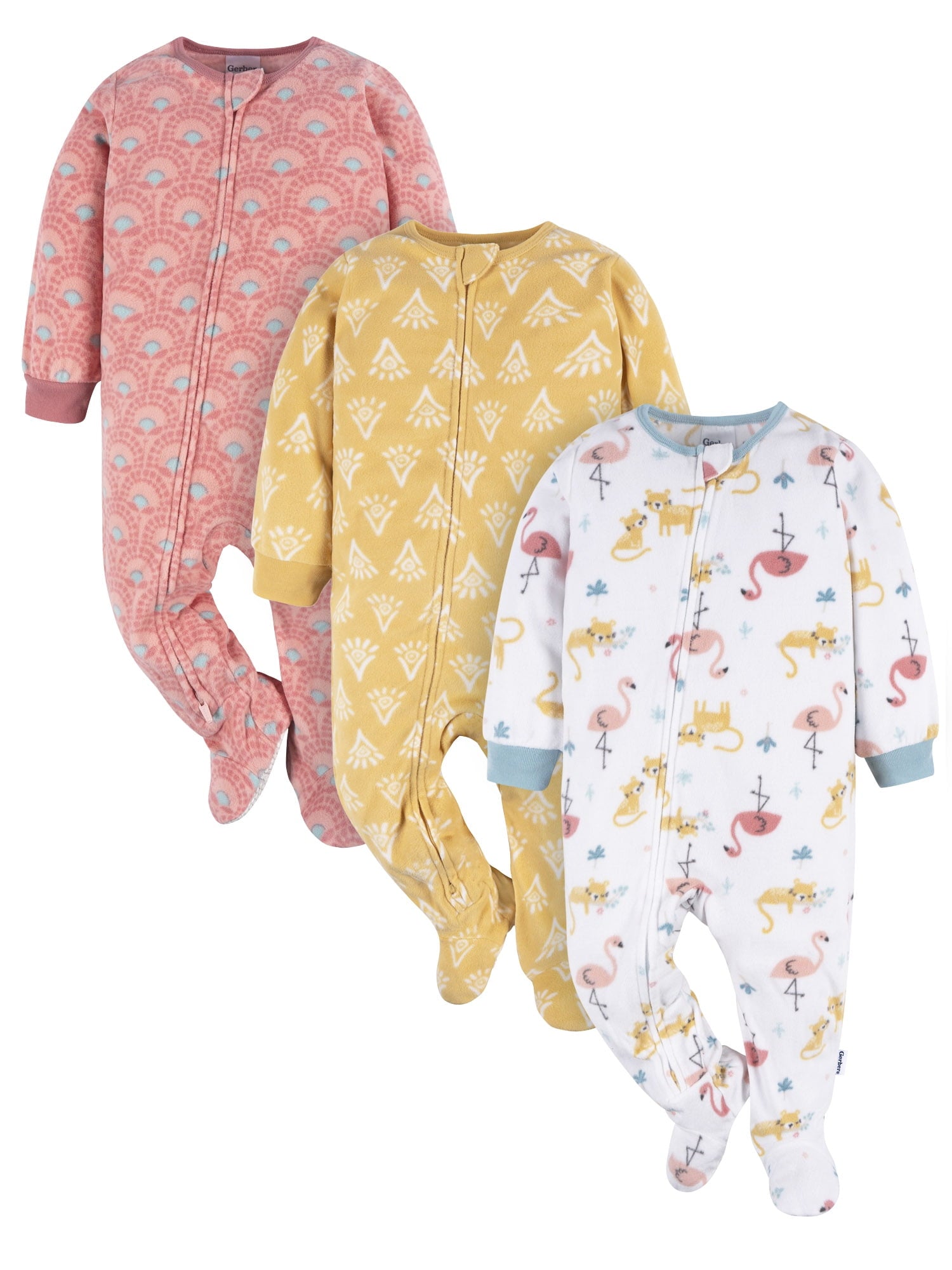 Gerber Baby and Toddler Neutral Microfleece Blanket Sleeper Pajamas, 3-Pack, Sizes 0/3M-5T