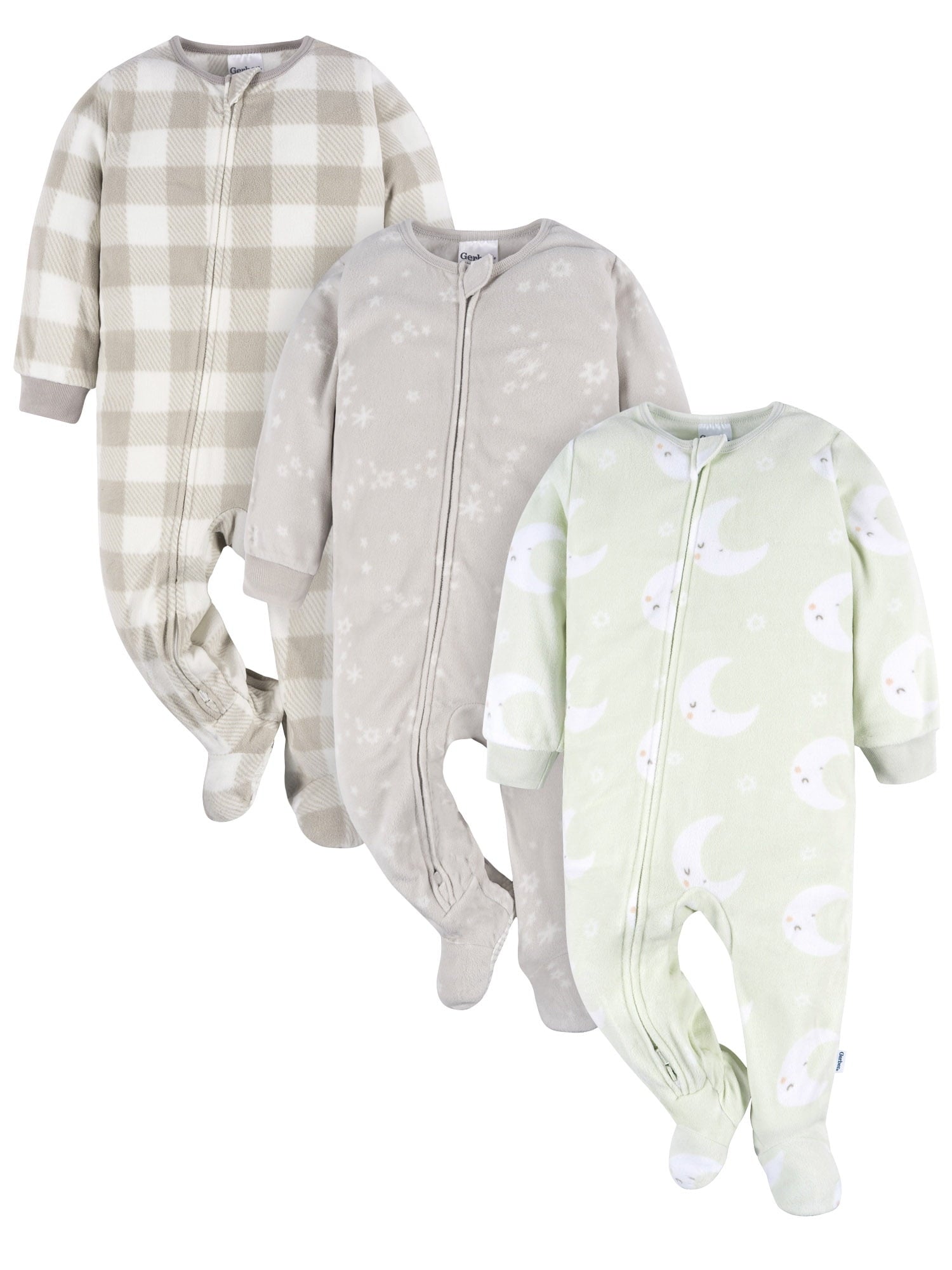 Gerber Baby and Toddler Neutral Microfleece Blanket Sleeper Pajamas, 3-Pack, Sizes 0/3M-5T