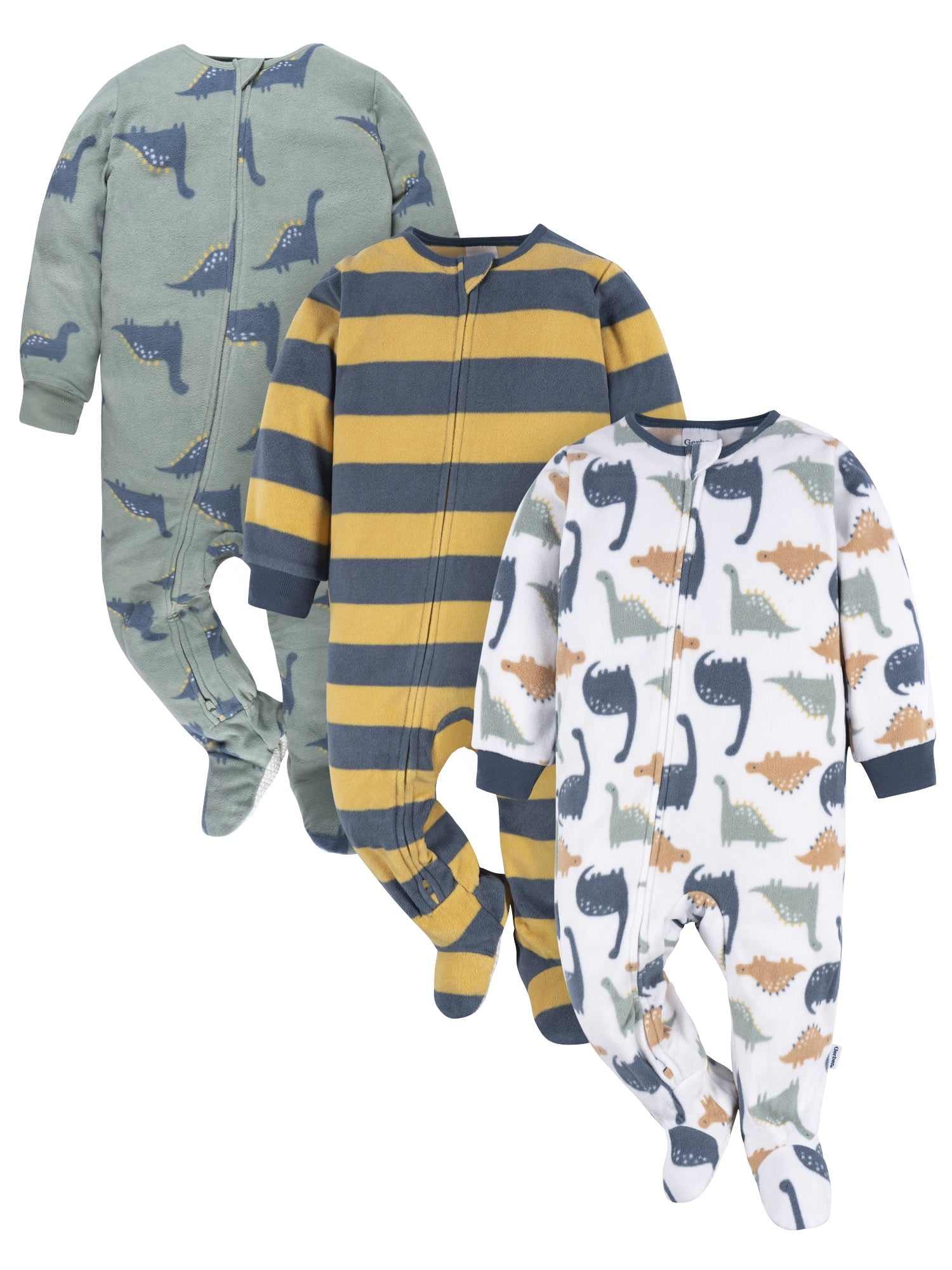 Gerber Baby and Toddler Neutral Microfleece Blanket Sleeper Pajamas, 3-Pack, Sizes 0/3M-5T