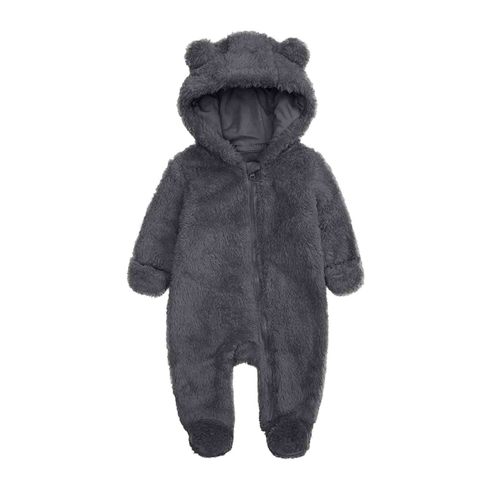 breaise Baby Newborn Bear Fleece Snowsuit Winter Coat Warm Hooded Jumpsuit for Baby boy girl